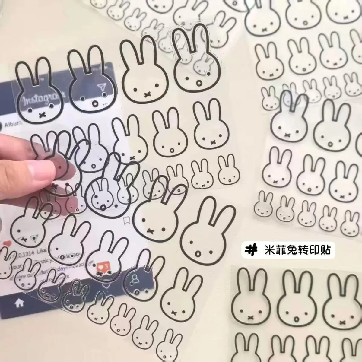 Kawaii Miffy Tavşan Transferi Çıkartmalar Sevimli Çizgiler Miffy Bilgisayar Dekorasyon Ins Cep Telefonu Çıkartmaları Diy Su Bardağı Su Geçirmez — image 5