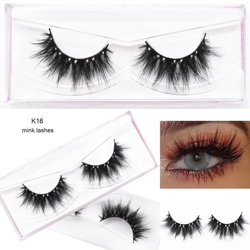 D20 réel vison cils Extension de cils naturel long ailé Volume cils à la main vison faux cils maquillage cils — image 24