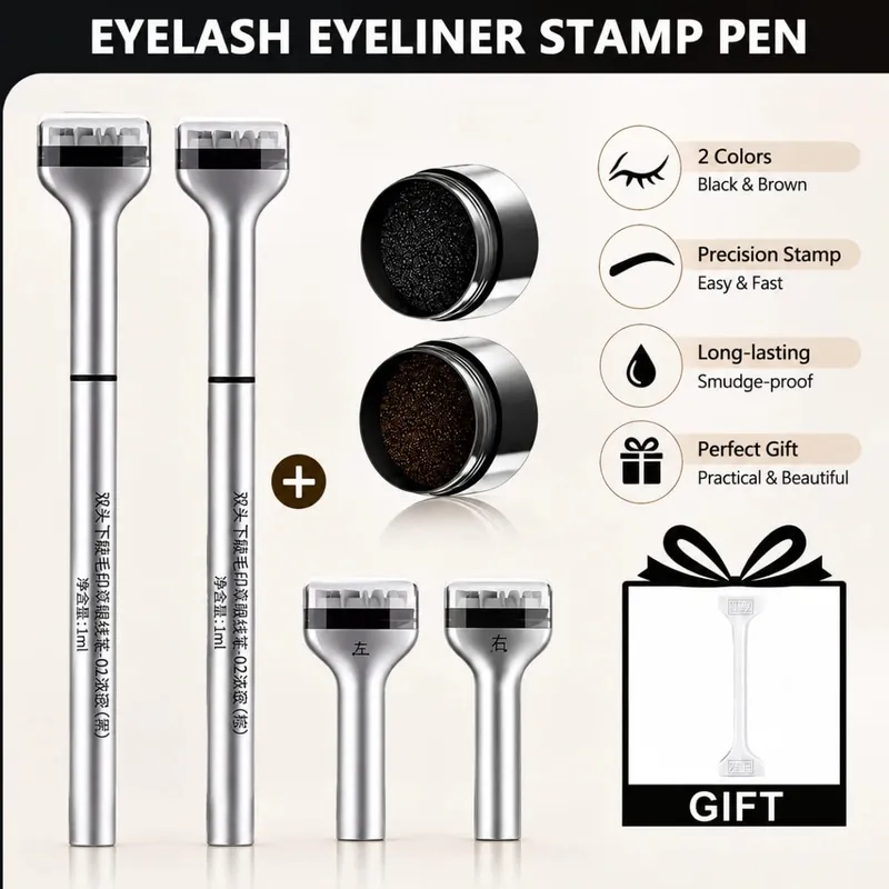 2-in-1 Stempel-Eyeliner-Stift für den unteren Wimpernbereich, wasserfest, wischfest, schnell trocknend, natürliches Augen-Make-up-Werkzeug-Set — image 1