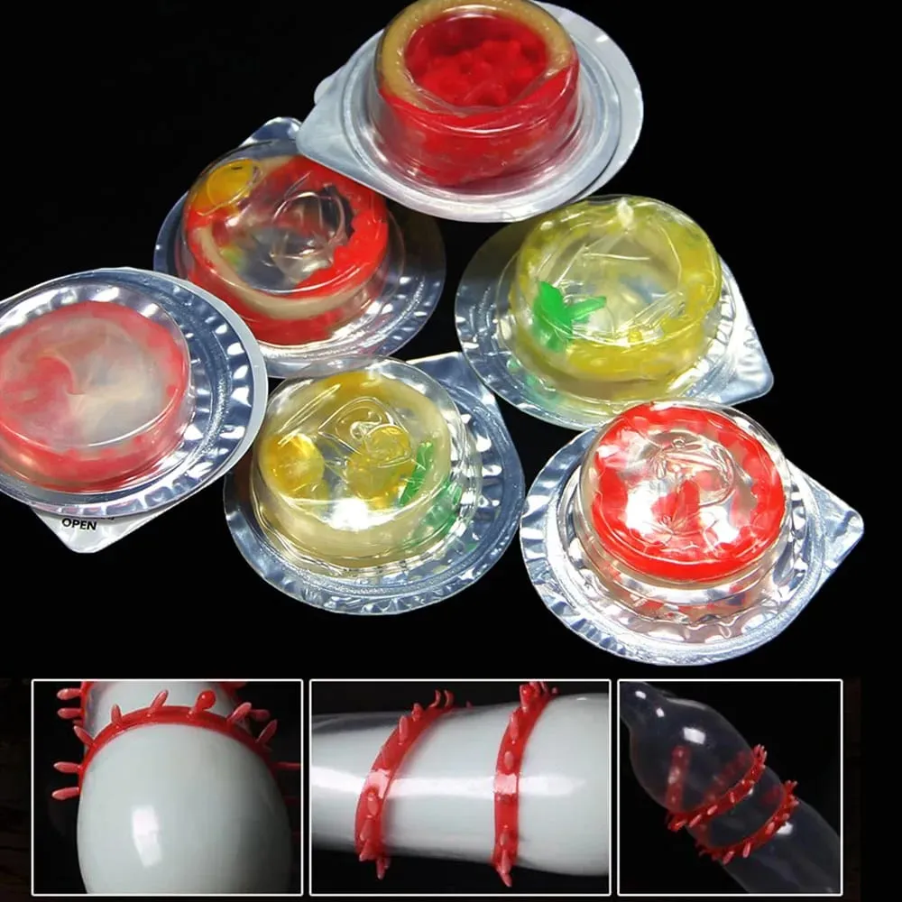 5pc Rippen vibrieren Hülse Dauerhafte Gepunktete Penis Verlängern Comdom Klitoris Massage Verzögerung Cock Ring Erweiterung Mantel Sex Spielzeug für Mann — image 1