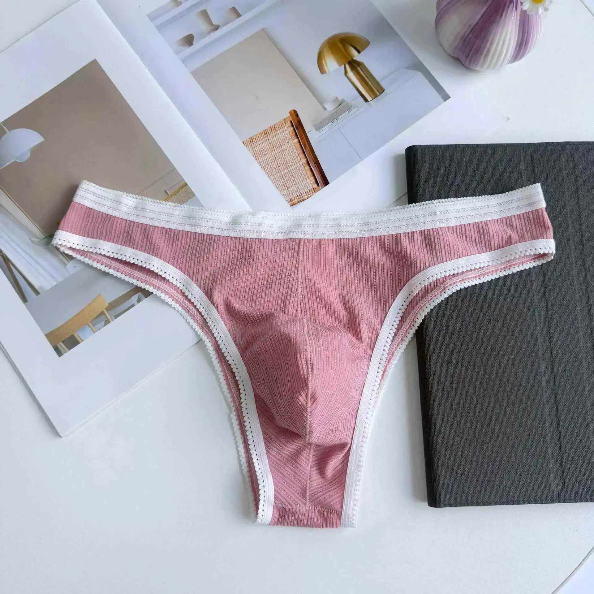 New Men Triangle Briefs Comfortable Breathable Sexy Underwear Large Pouch Solid Color — image 2