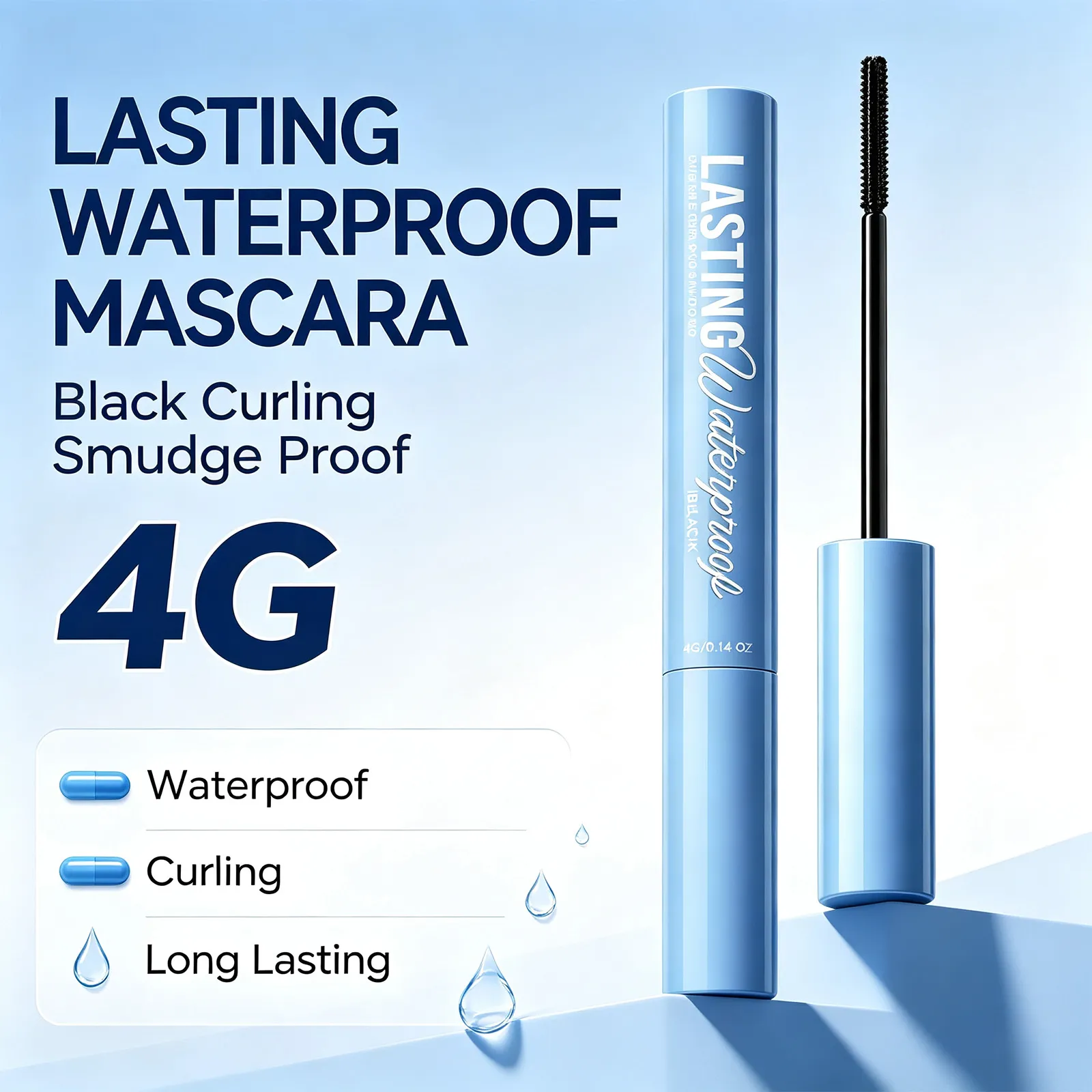 Rímel ondulado de longa duração, à prova d'água, à prova de manchas, volumizador, maquiagem para os olhos, fórmula nutritiva, rímel de fibra de seda preta 4g — image 1