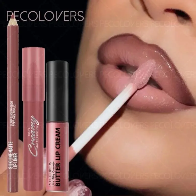 3PCS/SET Long-Lasting Non-Stick lipstick pen&Waterproof Lipliner Pencil & Long-Lasting Lip Oil Lip Gloss Beginner-Friendly — image 2