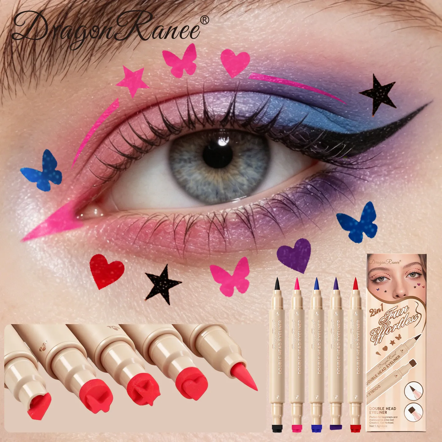 Eyeliner à Double extrémité 2 en 1, séchage rapide, imperméable et résistant à la sueur, pas facile à tacher, maquillage coloré pour les yeux