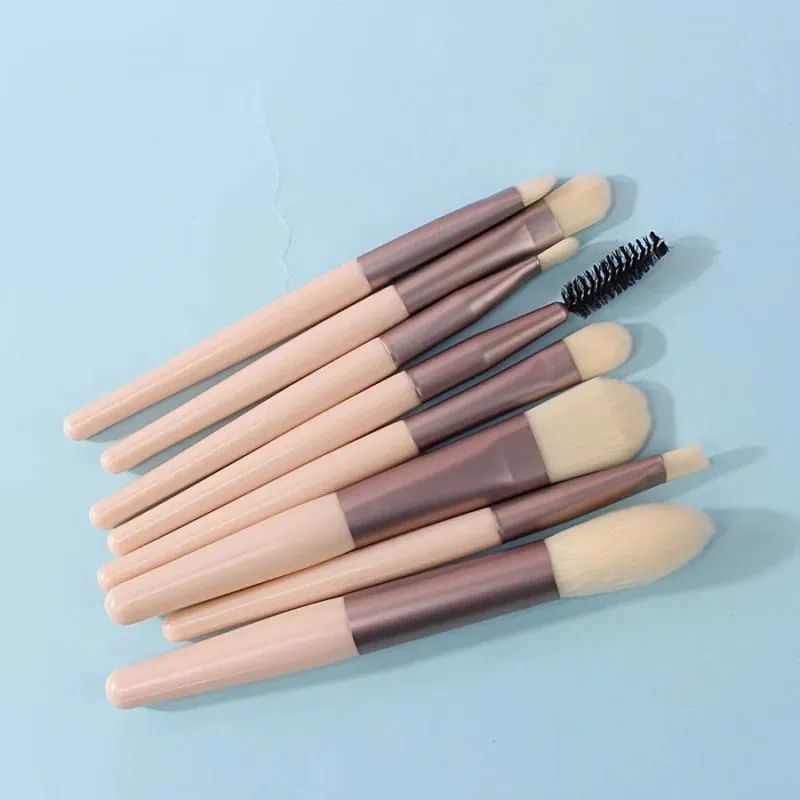 8 Make-up-Pinsel-Set und 2 Make-up-Schwamm-Set, geeignet für Frauen – weiche Nylonborsten, vollständige Abdeckung von Grundierung/Rouge/Lidschatten