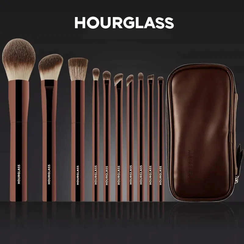 10 ชิ้น/เซ็ตนาฬิกาทรายแปรงแต่งหน้าอายแชโดว์ Domed Crease แปรงแต่งหน้า Stippling Angled Shadow Brow พร้อมกระเป๋าเครื่องสำอาง — image 4