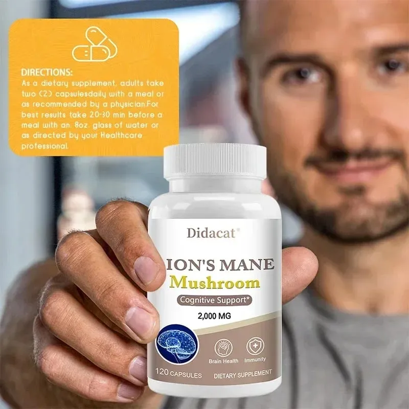 Lions Mane Brain & Focus อาหารเสริม - แคปซูลสารสกัดจากผงเห็ด - ไม่ใช่จีเอ็มโอและปราศจากกลูเตนเพื่อปรับปรุงสุขภาพทางปัญญา — image 4