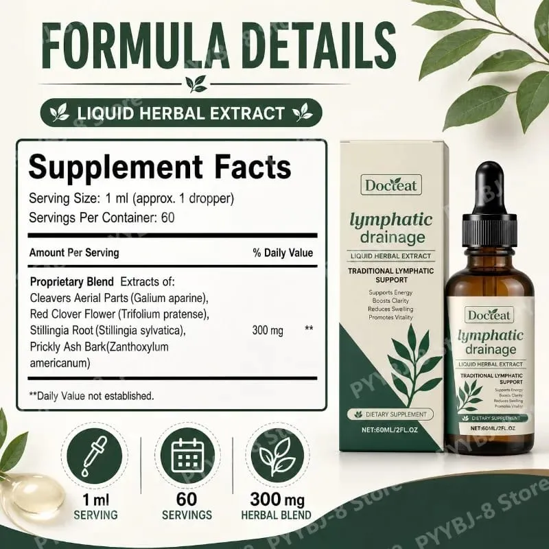 Lymfedrainagedruppels 60 ml supplement helpen opgeblazen gevoel en gezondheid van het immuunsysteem met klavertjes rode klaver en stillingiawortel — image 3