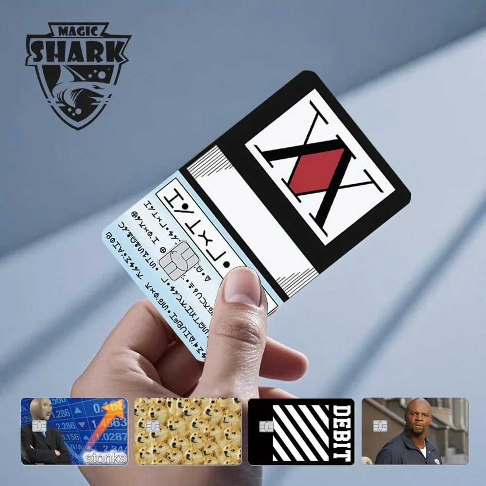 Magic Shark Dog Meme Hunter Snake Stonks 3M 무광택 PVC 전면 스티커 필름 커버 스킨 은행 직불 신용 카드 — image 1