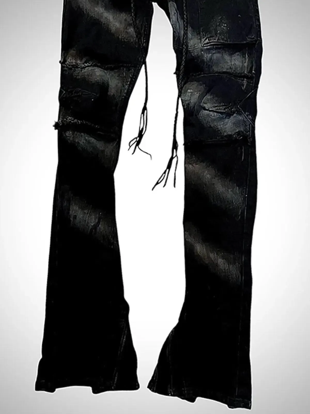 Ifsixwasnine Vision seprané pruhované šněrovací slim-fit stahovací džíny — image 5