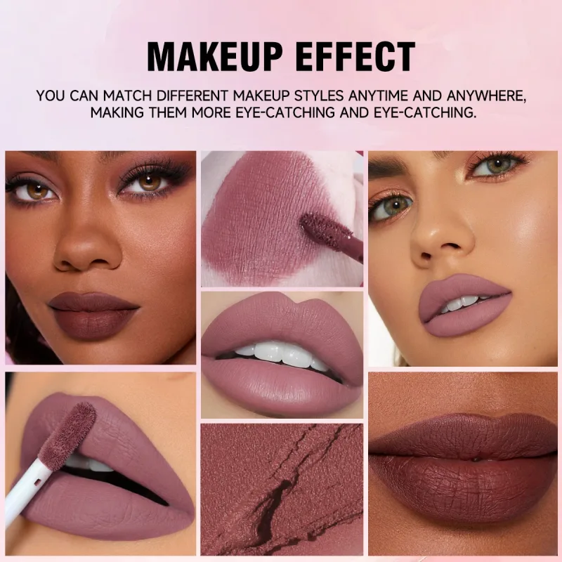 หลายสี Matte Velvet ลิปกลอสกันน้ำ Long-Lasting Non-Stick CUP Smooth ลิปสติกใช้สีสูง Rendering — image 6