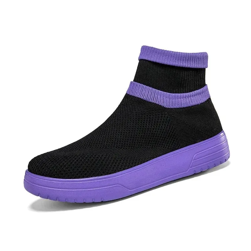 Chaussettes chaussures pour hommes printemps 2026 nouveau Couple chaussettes respirant maille haut chaussures décontractées pour hommes un pied semelle épaisse baskets hommes — image 14