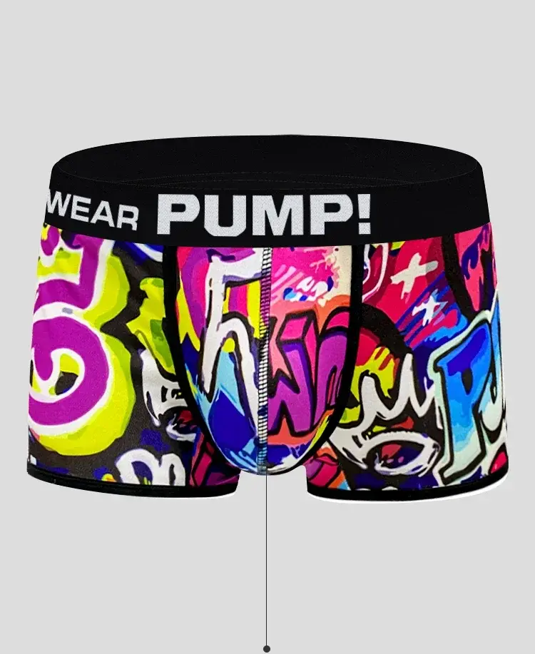 1- 4PCS Seluar Boxer Campuran Nilon Kapas Lelaki Seluruh Cetak Graffiti Pinggang Bergetah Lebar Seluar Dalam Fesyen Tidak Ketat — image 13