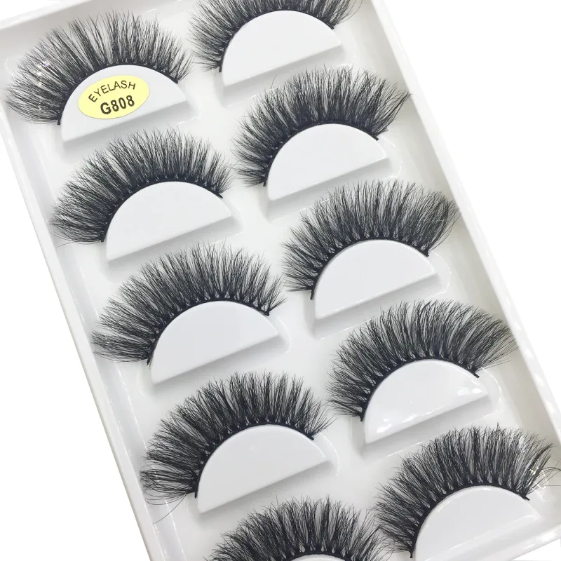 5 쌍 3D 밍크 가짜 속눈썹 부드러운 속눈썹 고양이 눈 속눈썹 메이크업 Faux Cils Cilios Maquiagem H13 MINI CAT E01