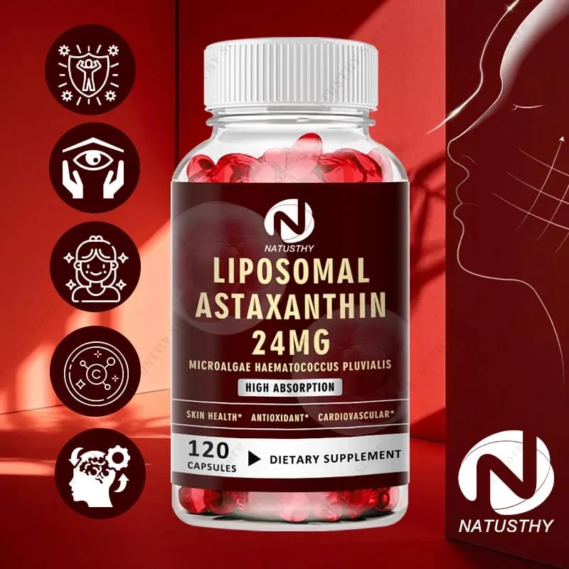 Liposomal Astaxanthin Capsules 24mg for Brain Heart Vitality Skin Joint Eye Immune Health — image 2