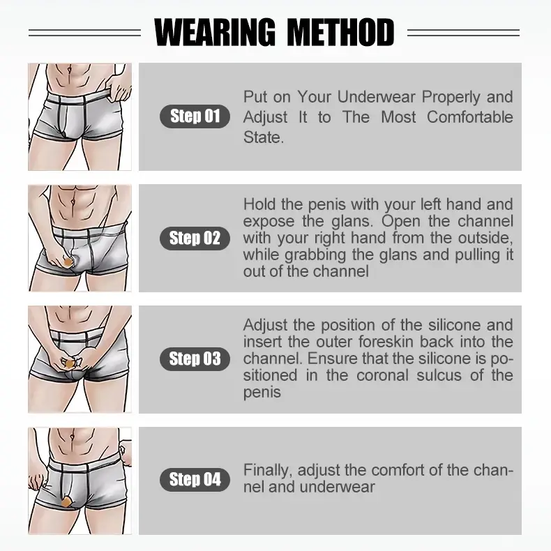 Men's Breathable Underwear Front Open Hole with Adjustable Ring Sheath Boxers Foreskin Long Therapy Enhanced Man Boxers Briefs — image 19