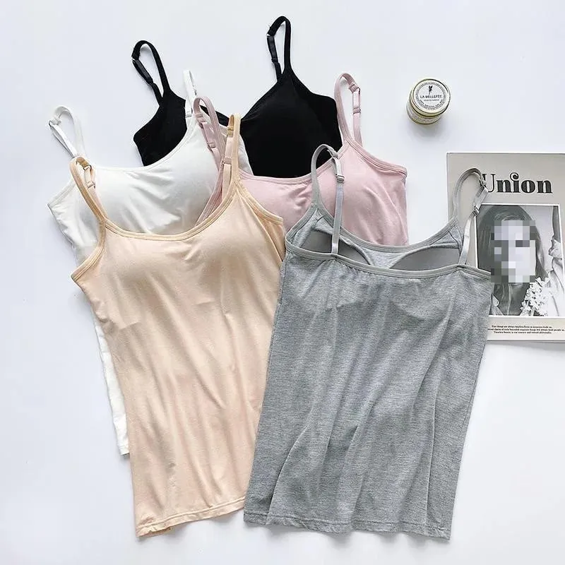 2020 Cho Nữ Xe Tăng Áo Dây Đeo Có Thể Điều Chỉnh Tích Hợp Cốc Đệm Không Dây Yếm Camis Áo Vest Nữ Nhà Cơ Bản Bể — image 3