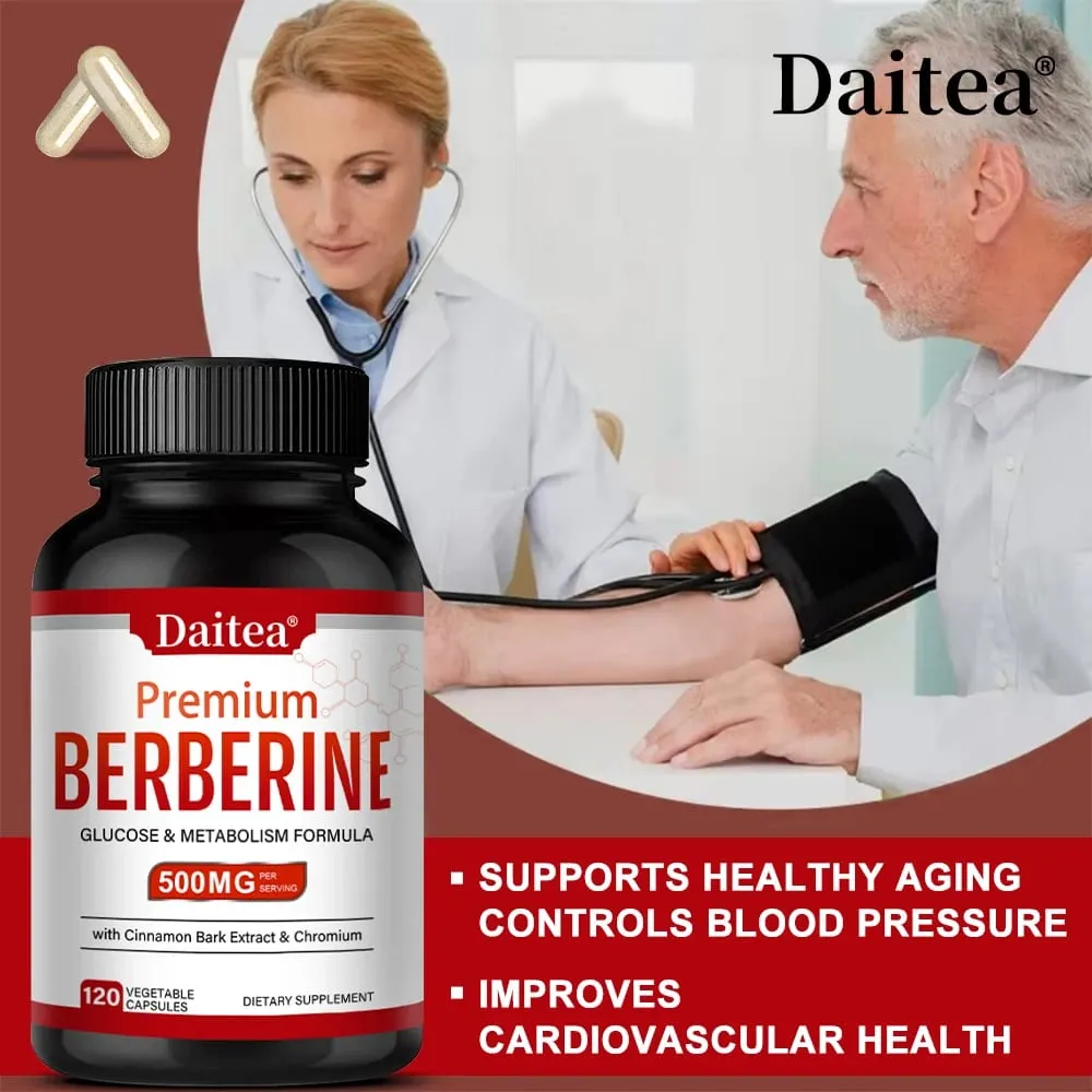 Berberine HCL 500mg Capsules with Cinnamon Antioxidant Support Heart Metabolic Cardiovascular Digestive & Immune Health — image 2