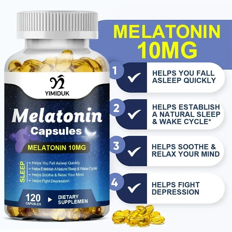 Melatonina 10mg Integratore alimentare per il sonno No Habit Sonno profondo Contiene melatonina - Sonno sano - 120 Capsule — image 2