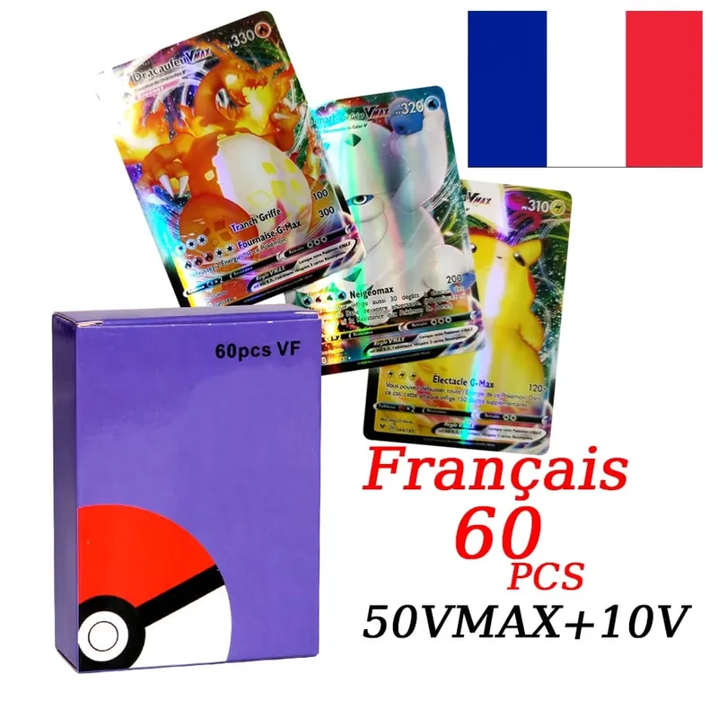 Cartes Pokemon VMAX V EX GX MEGA Version française, Collection de cartes, entraîneur de combat, jouets de noël pour enfants, cadeau — image 12