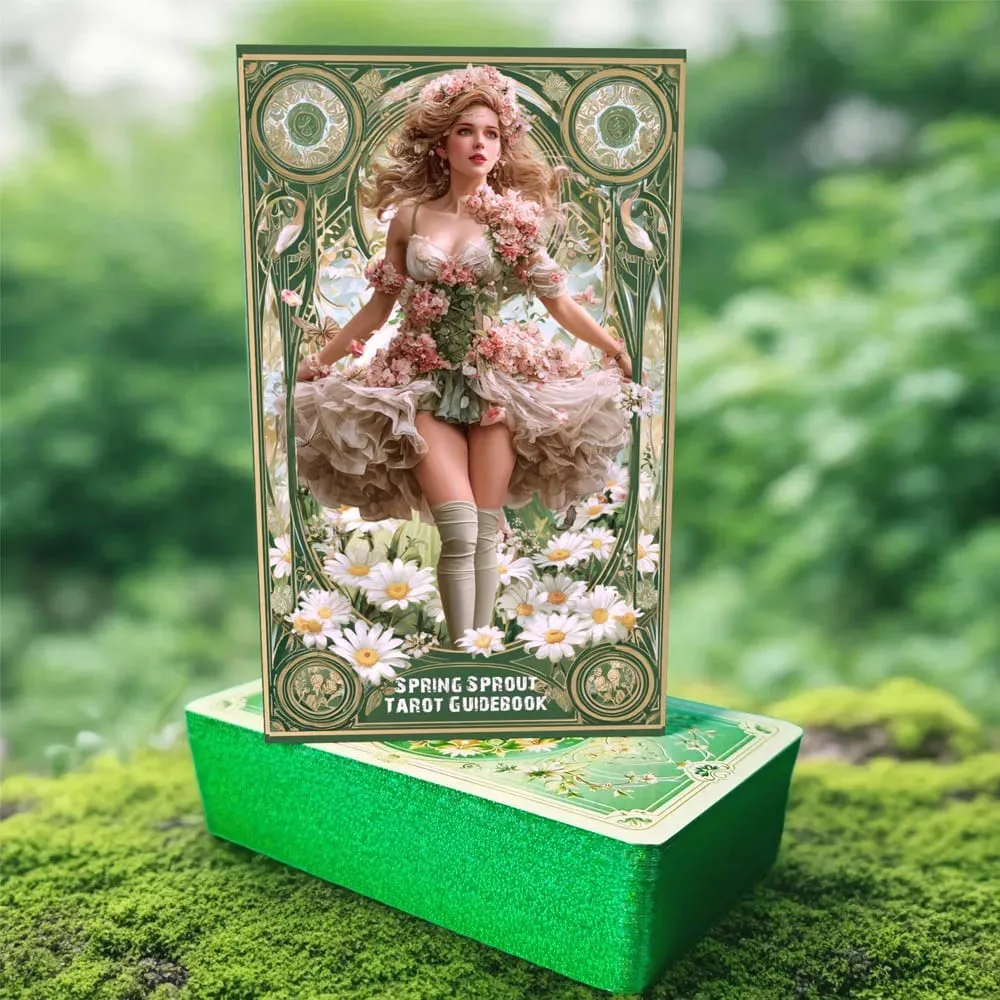 Tarotkort til begyndere med guidebog Spring Sprout Tarot Deck 80 Oracle og Tarotkort Kort med forgyldt læringskant — image 4