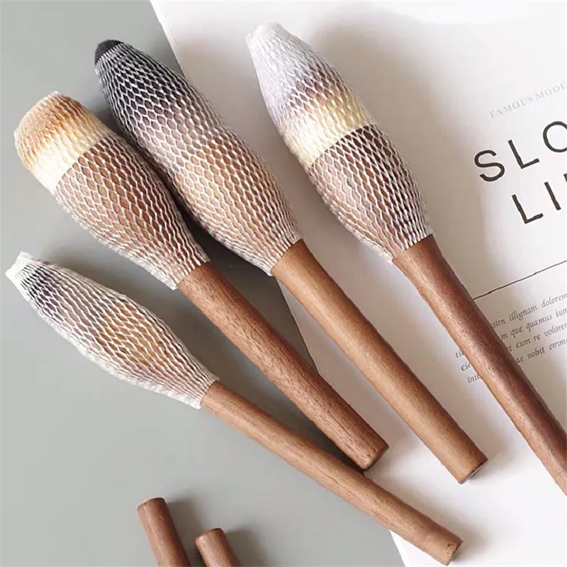 วอลนัทไม้ Handle แปรงแต่งหน้า Loose Powder Foundation Blush Contour แปรง Super Soft ความหนาแน่นสูงแต่งหน้าเครื่องมือแปรง — image 5