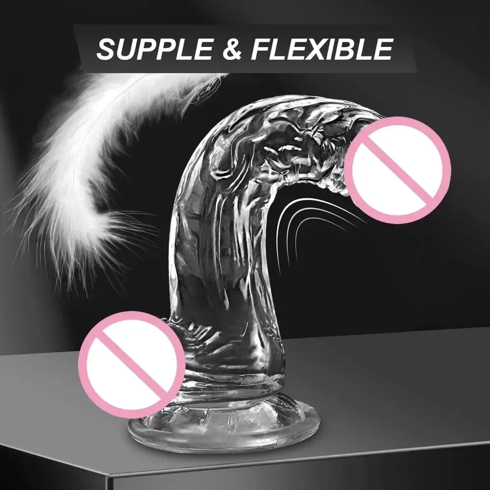 Trasparente morbido gelatina dildo realistico falso pene ventosa butt plug giocattoli del sesso per donna uomo giocattoli del sesso anale della vagina — image 5