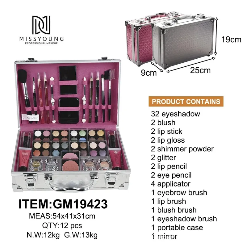 56 Buah Kit Pemula Rias Wajah Profesional dengan Kotak Rias Set Kado Kecantikan Liburan Kit Lengkap Kosmetik Pemula untuk Wanita — image 4