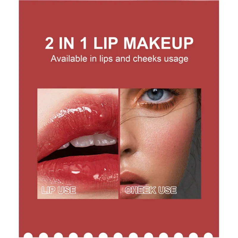 Pelbagai guna 6 Warna Lip Gloss Pipi Tint Pelembap Tahan Lama Pewarna Bibir Blush Makeup Noda Bibir Lipgloss Berkilat Kosmetik — image 5