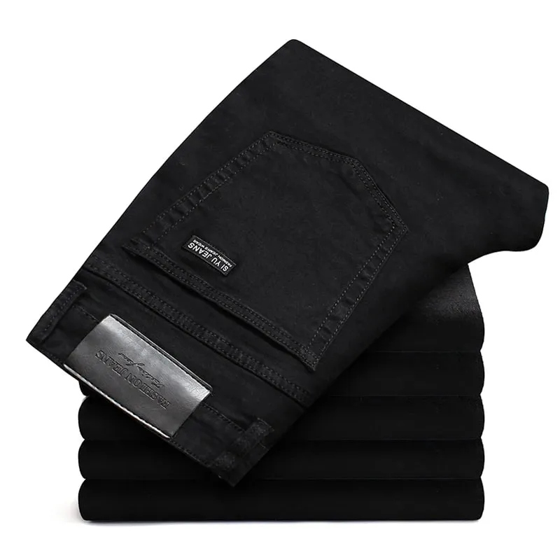 Seluar Jeans Saiz Besar Lelaki 38 40 Slim Kurus Regangan Lurus Versi Klasik Seluar Denim Hitam Mudah Pakaian Jenama Lelaki