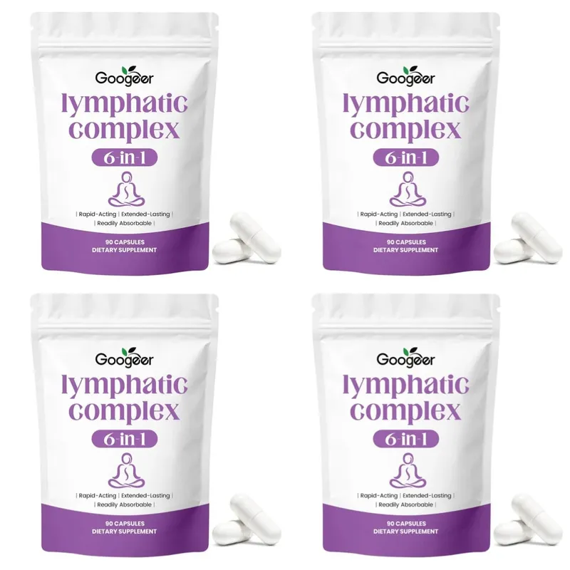 Googeer Lymphatic Complex 6-in-1 כמוסות עם זרימת לימפה ותמיכה בניקוז מגנזיום אבץ מינרלים 90 כמוסות