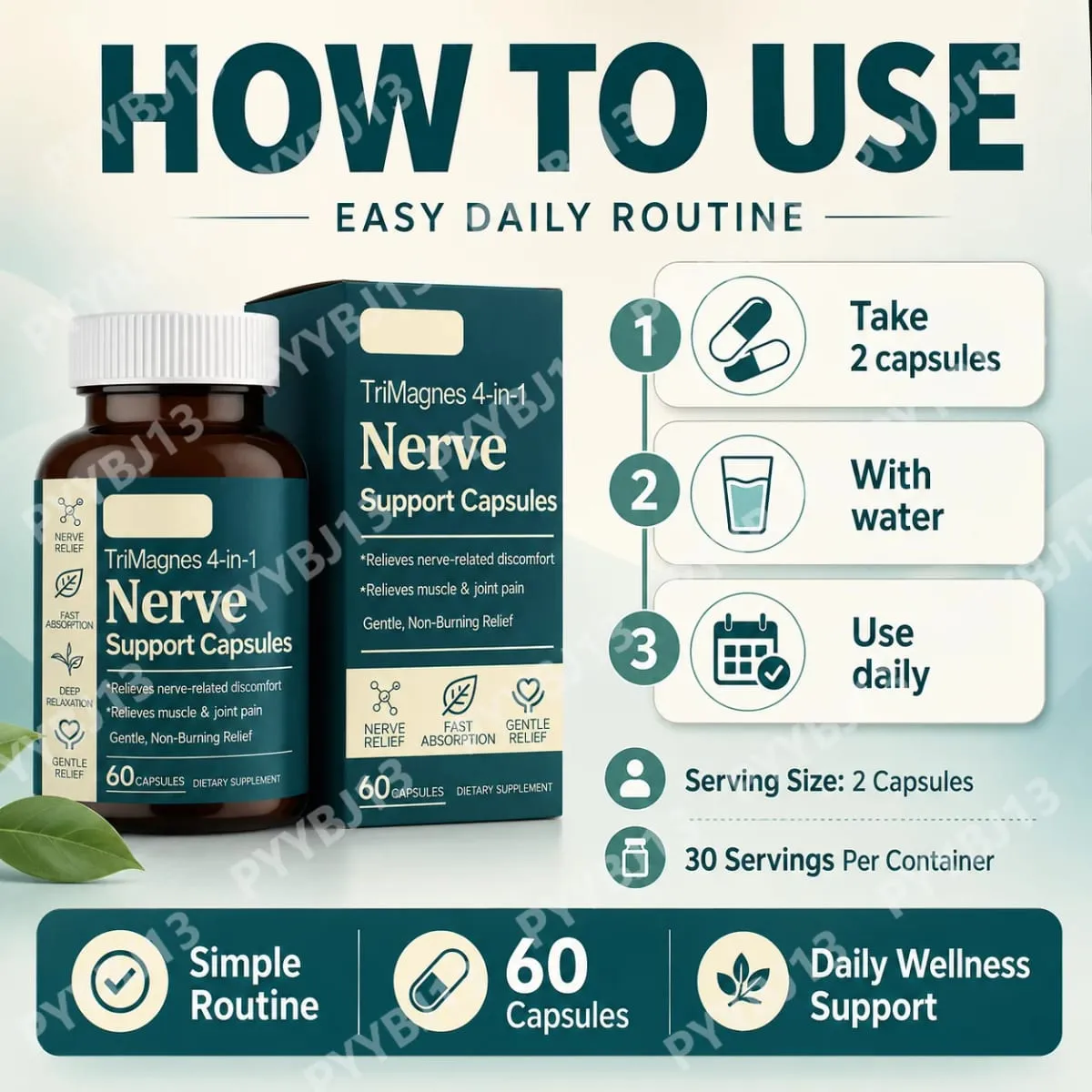 Capsule 4 in 1 di supporto nervoso al magnesio con citrato glicinato malato ed estratto di curcuma 60 CT formula ad assorbimento rapido — image 5
