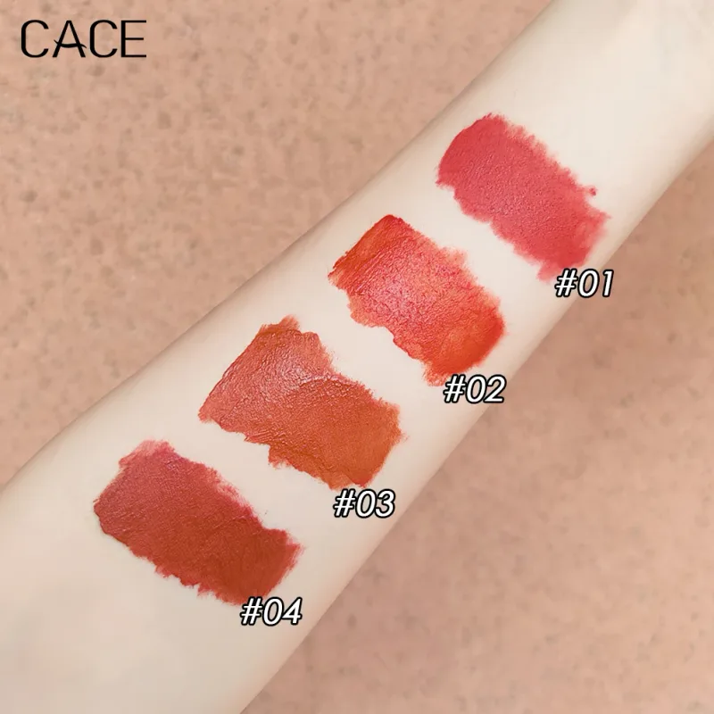 4 Keping Set Solekan Gincu Cecair Matte Warna Lipgloss Merah Seksi Tahan Air Kosmetik Kilau Noda Bibir Dengan Kalung — image 4
