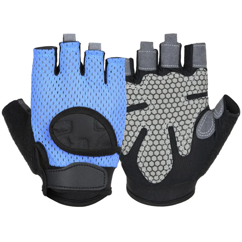 Anti SLIP Shock Breathable Half Finger ถุงมือ Breathable ถุงมือขี่จักรยานฟิตเนส GYM เพาะกาย Crossfit การออกกำลังกายถุงมือกีฬา
