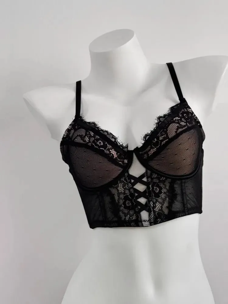 บราลูกไม้ก้างปลาสุดหรูสำหรับคนอกเล็ก | ดันทรง Underwire แบบนุ่ม Anti-Sag | ยาเพิ่มไขมันข้างเหน็บ | เซ็กซี่ Tushy G & กางเกงใน — image 4