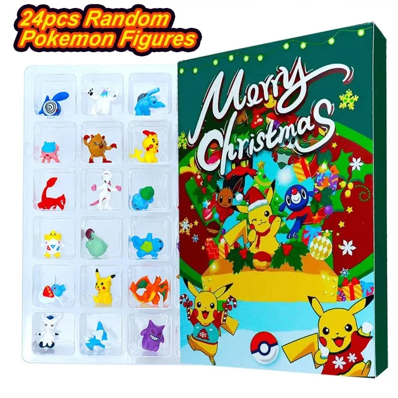 Pokemon Figura Calendario dell'Avvento Confezione regalo mini Pikachu Personaggio Bulbasaur Collezione di regali di giocattoli di Natale Giocattolo modello da tavolo — image 6