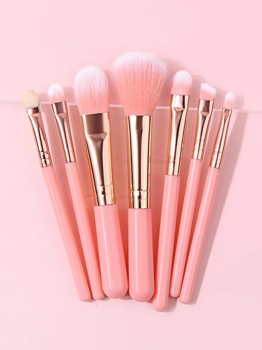 Kit de pinceaux de maquillage doux, 10 pièces, en cheveux synthétiques, pour fond de teint, Blush, fard à paupières, outils cosmétiques avec houppette et éponge — image 4