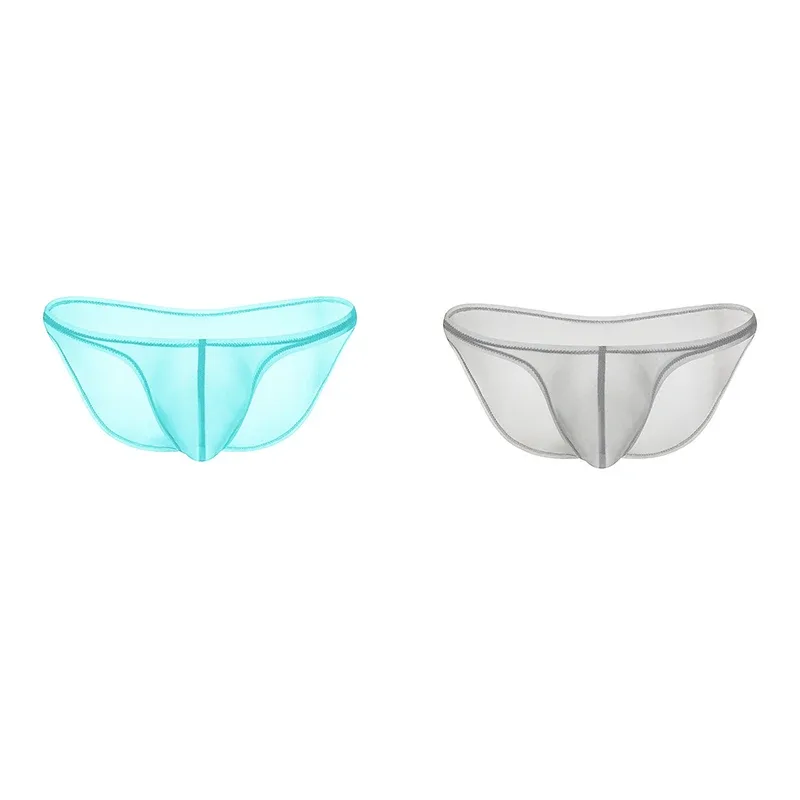 Sous-vêtements pour hommes, culotte triangulaire transparente en soie glacée délicate, slip taille basse de personnalité — image 13