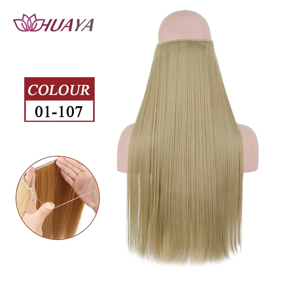 Filo invisibile sintetico lungo rettilineo senza clip nelle estensioni dei capelli Pezzi di capelli finti Linea di pesce segreta Posticci per le donne — image 17