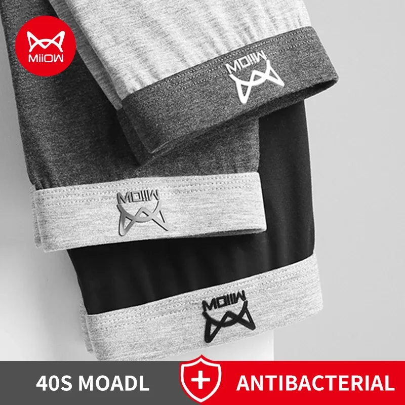 MiiOW 3pcs 40S Modal Men Boxers Underwear Breathable Mesh Men's Panties Boxershorts 3A Graphene Antibacterial Man Underpants 3256806622346870