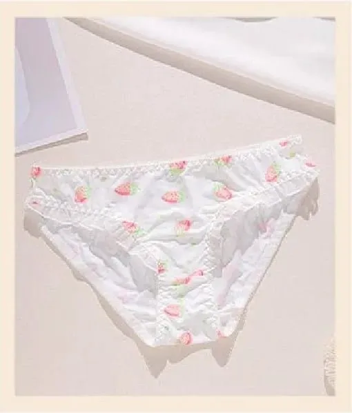 Strawberry 100% Lolita Collection Small Breasts Thin Cartoon Print Underwear Without Wire Back Pure Desire Bra Cover — image 11