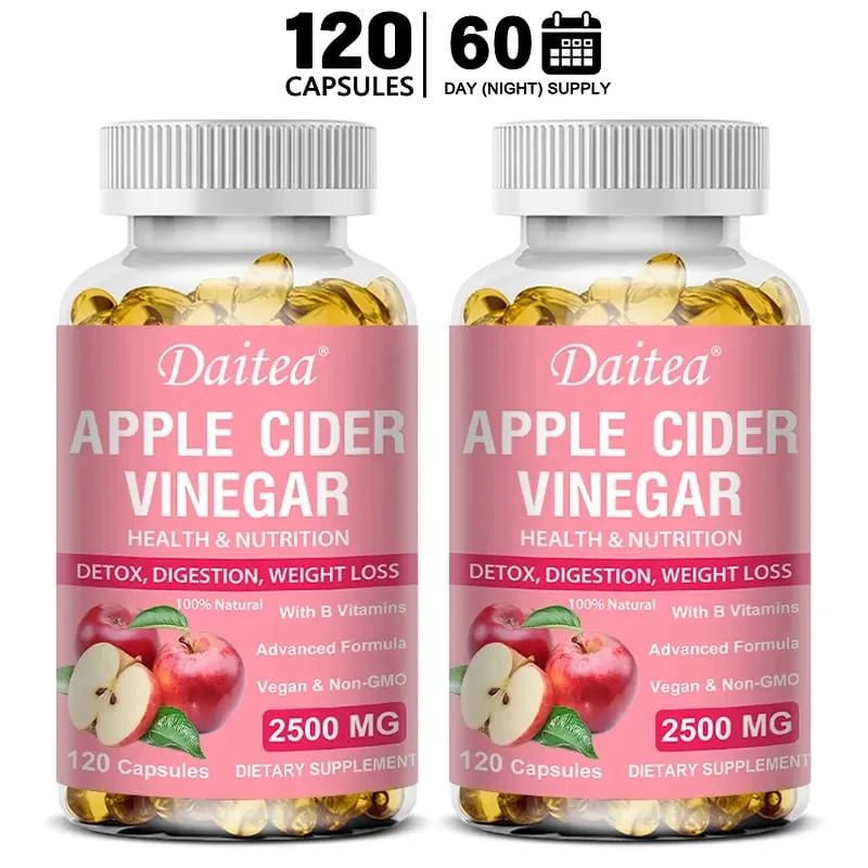 Daitea Organic Apple Cider Vinegar Capsules Healthy Weight Management Digestion Detox & Immune Soothes Gas & Bloating — image 8