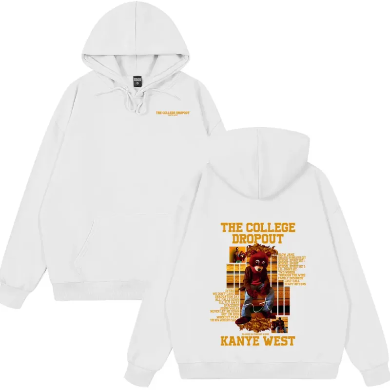 Rapper Kanye West The College Dropout Bear Graphic Hoodies Summer New Style Clothing Hip Hop Oversized Streetwears Spring Wears — image 4