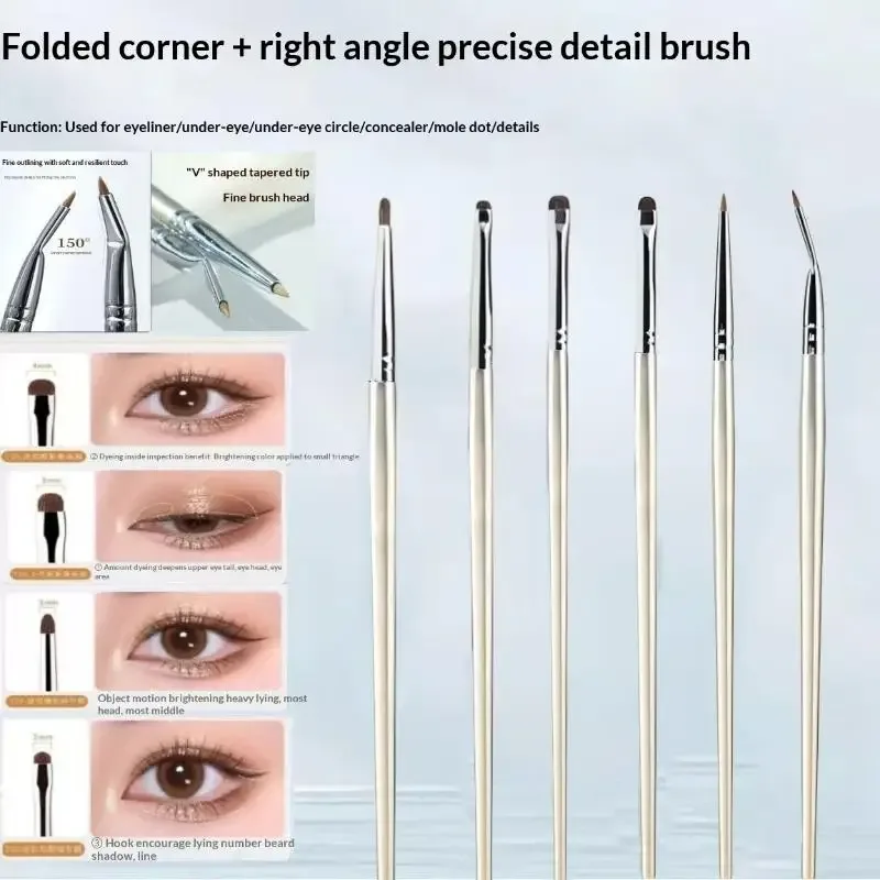 4/6Pcs Berus Calit Bawah Mata Berus Celak Lembut Alat Solekan Mata Sempurna Set Berus Perincian Mata Berus Pembayang Mata Rambut Kuda — image 10