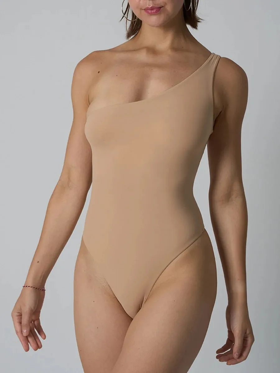 Çapraz omuz tulum kadın katı yüksek elastikiyet ince Shapewear Bodysuit kadın moda streetwear ince spor iç çamaşırı