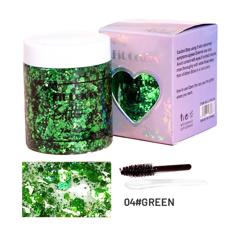 100 ml Glitter Gel Øjenskygge Flydende ansigtskrop Large Pailletter Gel Multifunktionel Farverige Løse Pailletter Creme Festdekoration