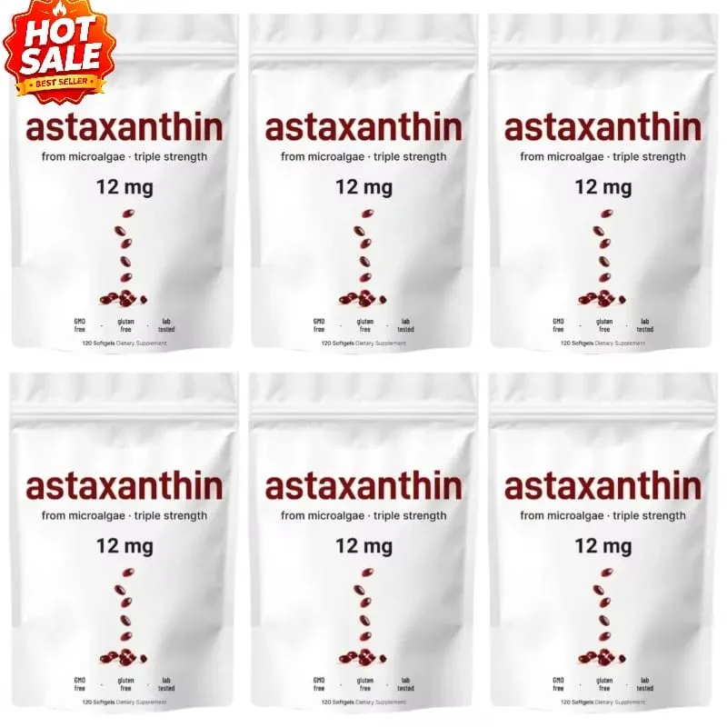 Ασταξανθίνη 12 mg ζελατίνης Softgels From Microalgae Αντιοξειδωτική Υποστήριξη Χωρίς ΓΤΟ χωρίς γλουτένη Εύκολο στην κατάποση 120 softgels — image 12