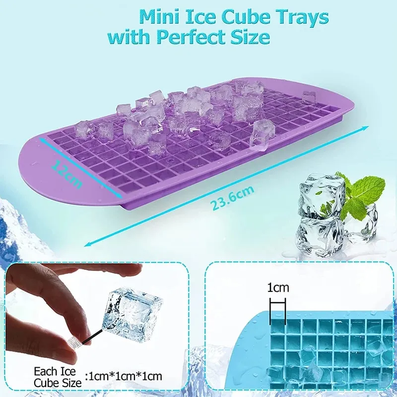 Silikon-Mini-Eiswürfelformen, 160 zerkleinerte Eiswürfelformen, leicht herausnehmbare kleine Eiswürfel zum Kühlen von Whiskey-Cocktails JT42