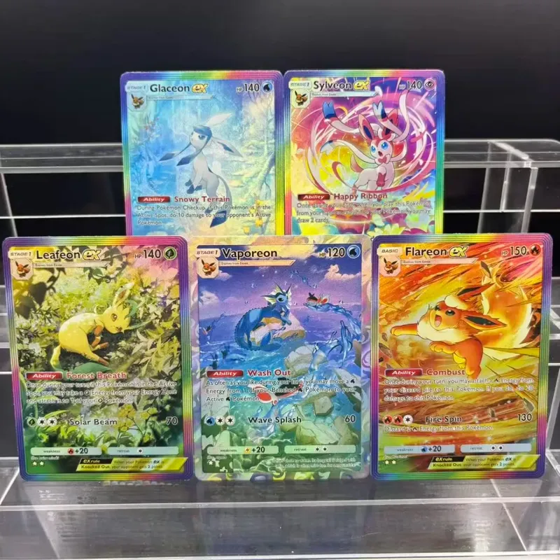 5ks DIY POCKET Collection Cards Mewtwo Leafeon ex Self Made Single Card Klasická hra Anime Card Gift Toy — image 8