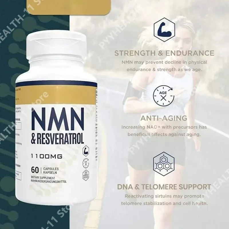 NMN & Resveratrol Capsules Supplément complexe antioxydant avec extrait de poivre noir 1100 mg 60 capsules — image 4